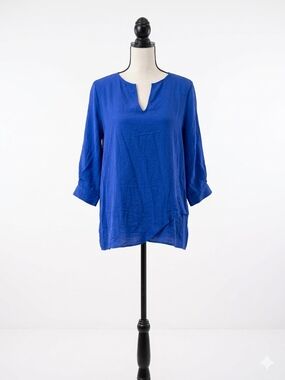 Fever Royal Blue Split-Neck Tunic